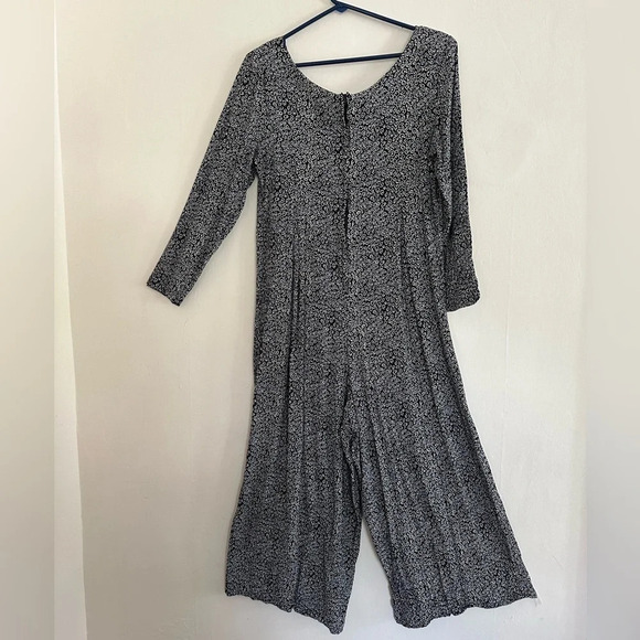 Vintage 90s Express Campagnie Intl Jumpsuit Sz M/L Black Swirl Grunge Wide Leg - Picture 3 of 8